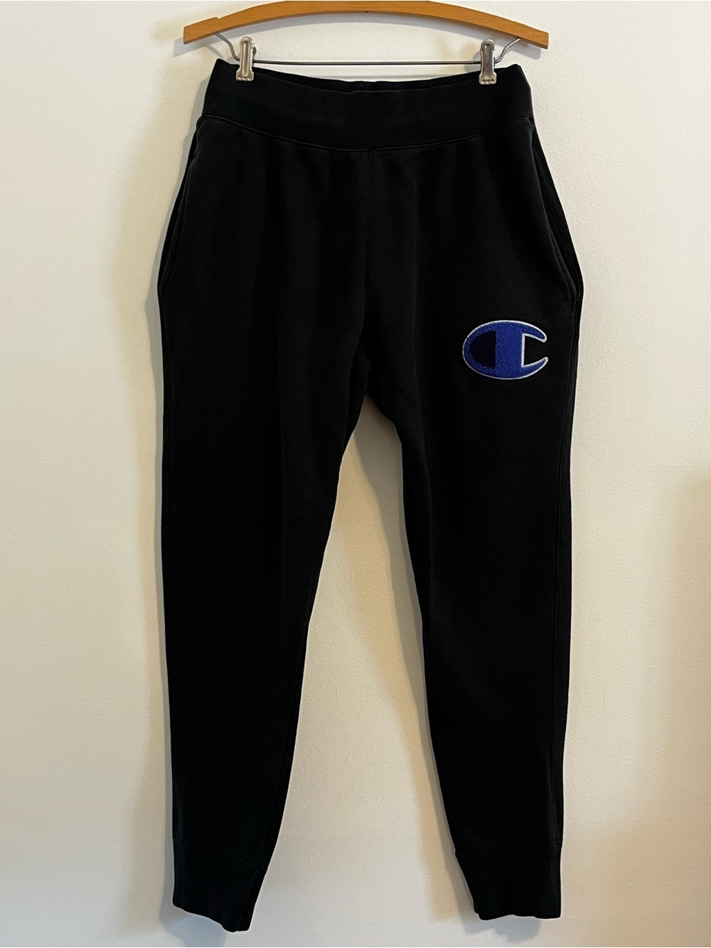 Champion Reverse Weave Joggers EUC Men’s Medium Black Big C Logo Sweatpants Y2K